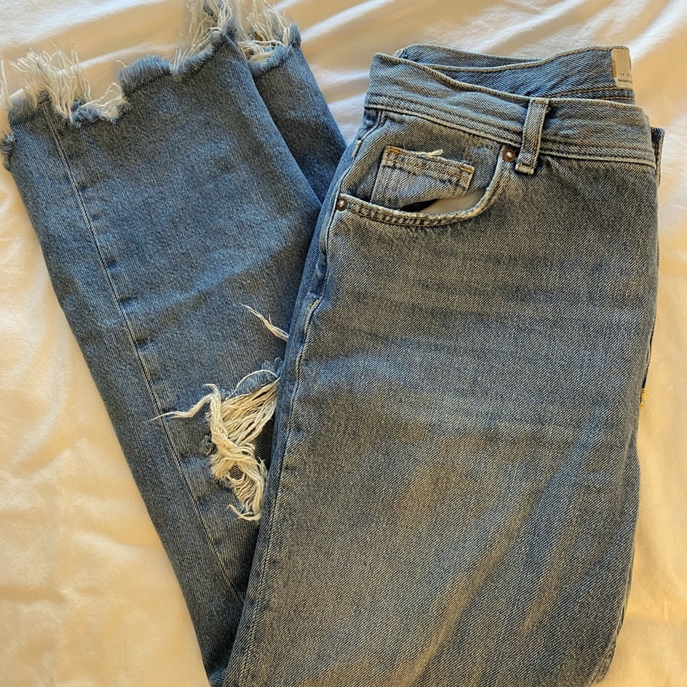 Free People Mid-Rise Straight Leg Jeans